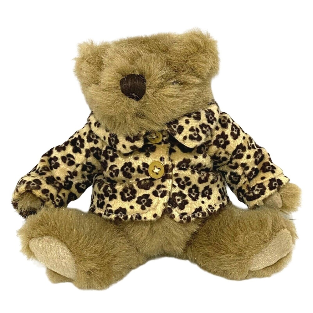 Plush Teddy Bear with Faux Fur Floral Coat 6" Stuffed Animal‎ Soft Toy Mob Wife